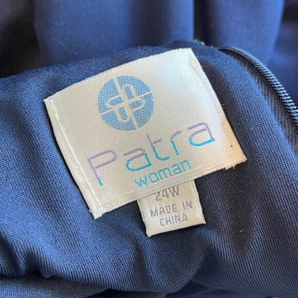 PATRA Navy Jersey Sleeveless Tiered Beaded Formal Evening Gown, Size 24W - Picture 12 of 12